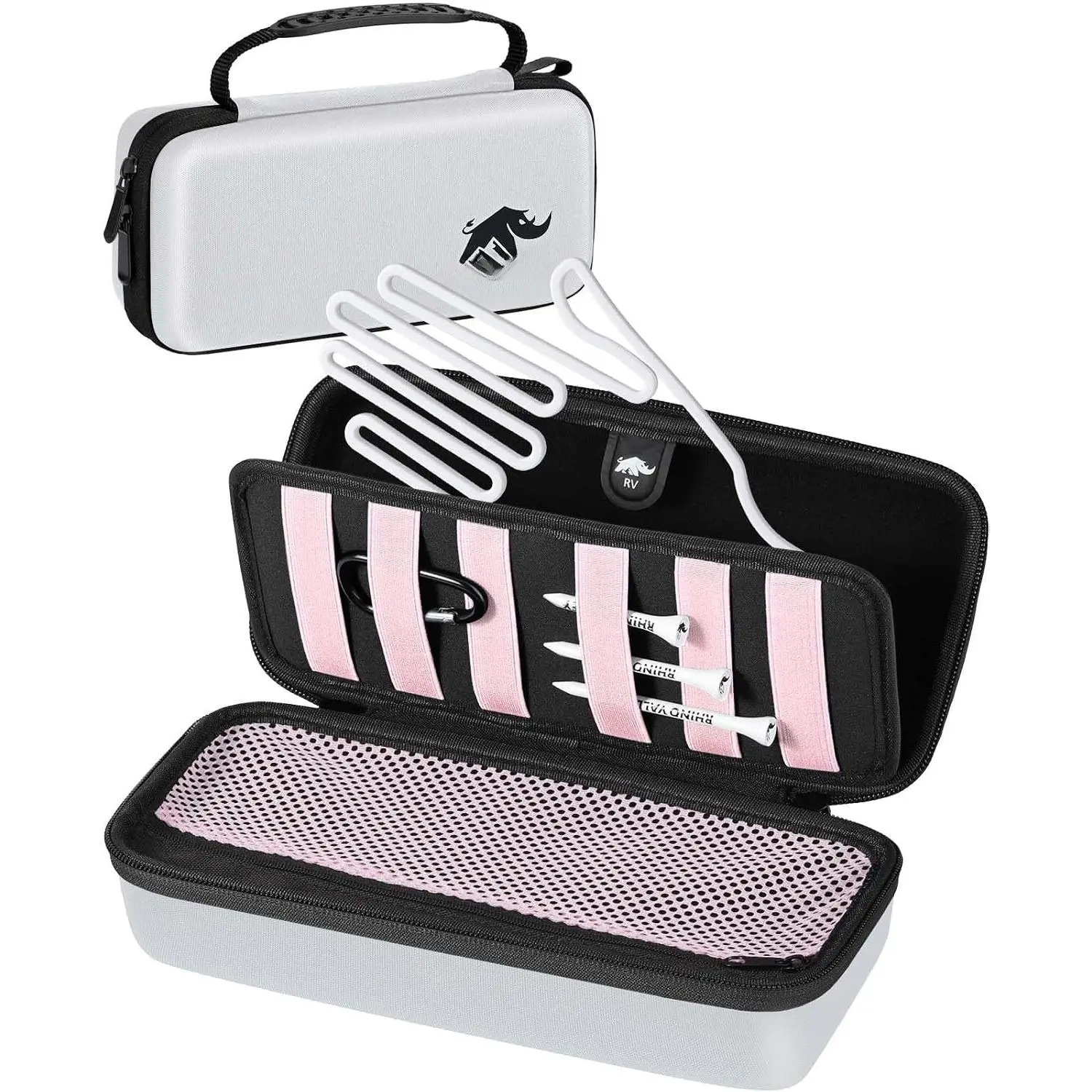 Golf Glove Holder Case, Golf Accessories Organizer Bag with Glove Shaper for Phone, Gloves, Balls, Tees, Markers, Divot & Repair Tools, Gifts for Golfers Men Women
