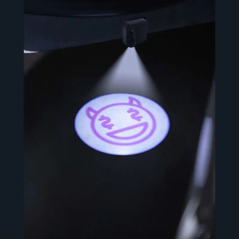 HD Wireless Car Door Shadow Light with Intelligent Infrared Sensor, Lightweight Carbon Fiber Shell, 2-Min Power-Off Protection, Multiple Halloween Themed Pattern Options to Choose, Easy Setup for Sedan SUV Pickup Night Safety【Purple Devil Emoji】