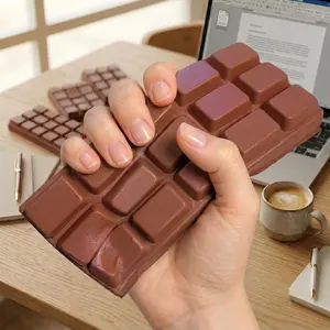 Realistic Chocolate Bar Squishy Toy – Slow Rising Stress Relief Fidget Sensory Squeeze Desk Gift