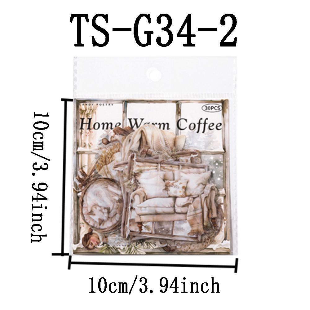 Vintage Scene Pattern Sticker, 30pcs/pack Scrapbooking & Stamping Sticker Set, Diy Decorative Sticker for Scrapbooking & Journal Making