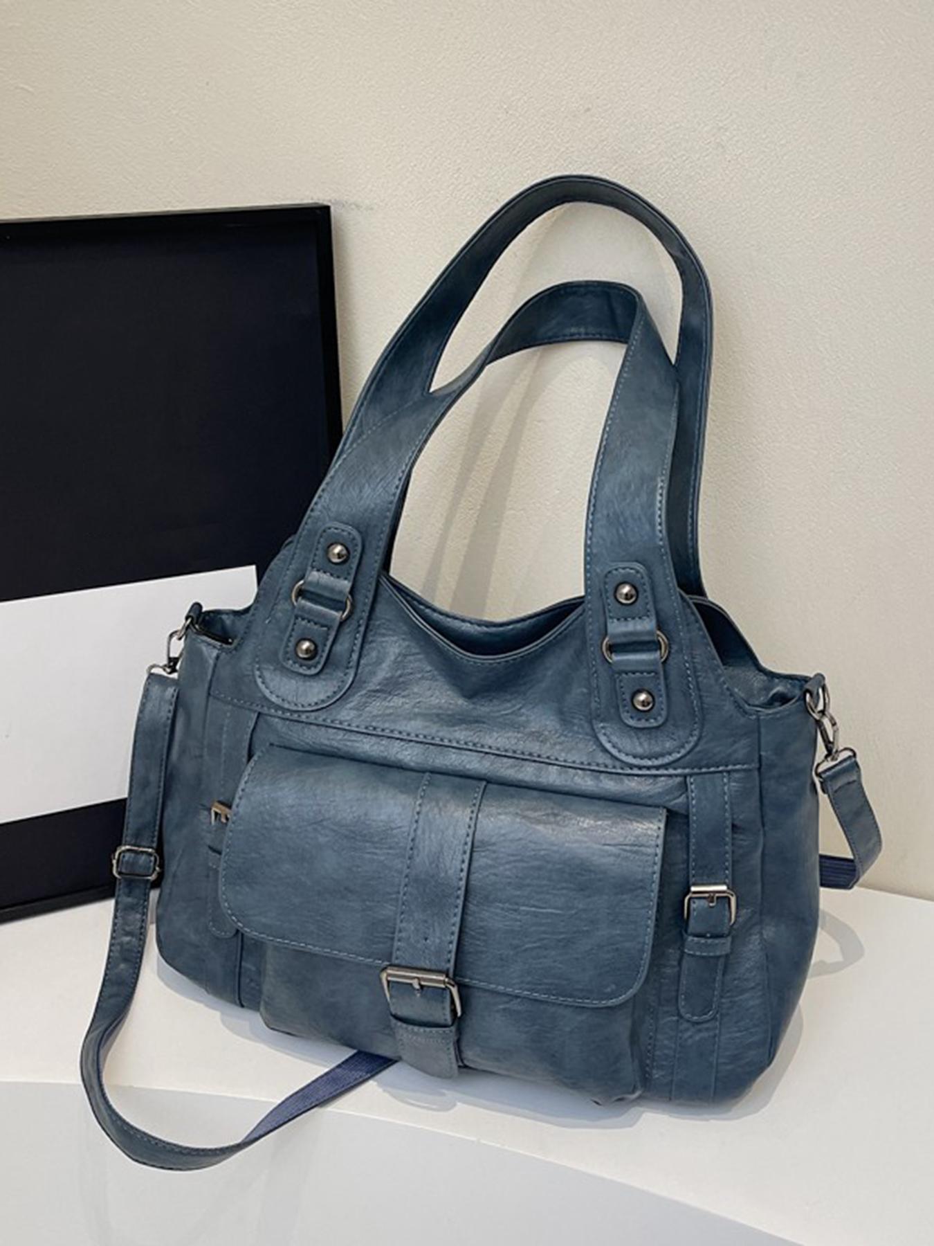 Retro casual shoulder messenger bag, solid color tote bag, casual simple shoulder bag, fashionable and versatile travel bag, elegant commuter bag, suitable for daily commuting, travel, office workers commuting and other scenarios.