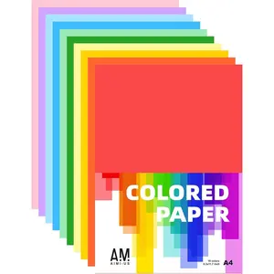 Assorted Colors Bulk A4 Copy Construction Paper, Elementary School Classroom Supplies Great for Arts Painting Coloring Drawing Crafts (100)