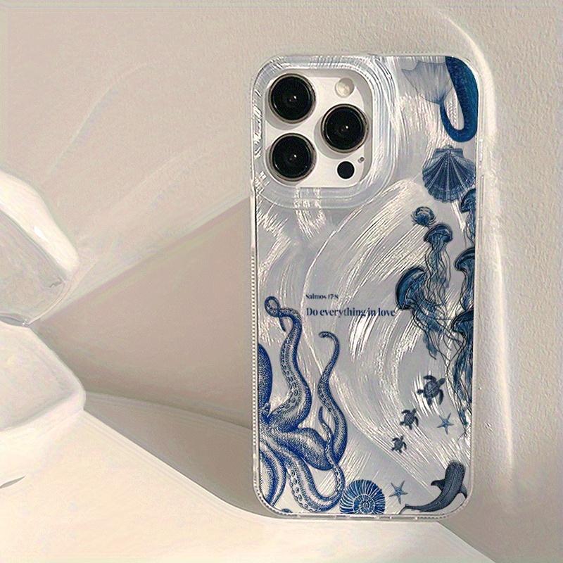 Little Octopus Jellyfish New Acrylic Feather Tulle Phone Case, Easter gift, birthday, for girlfriend, boyfriend, friend, or yourself, suitable for iPhone 17 16 15 14 13 12 11 X XS XSMAX, a holiday gift for friends, family, and yourself