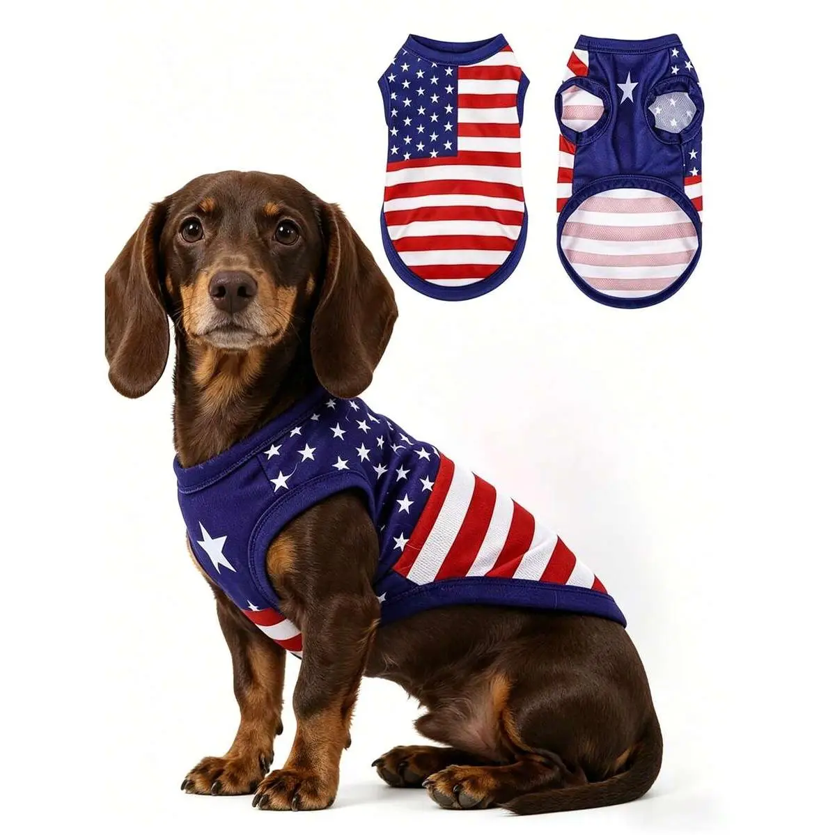 1pc Comfortable & Fashionable American Flag Dog Tank Top, Suitable For National Holidays, Outdoor Activities, Hand Wash, Fits All Breeds