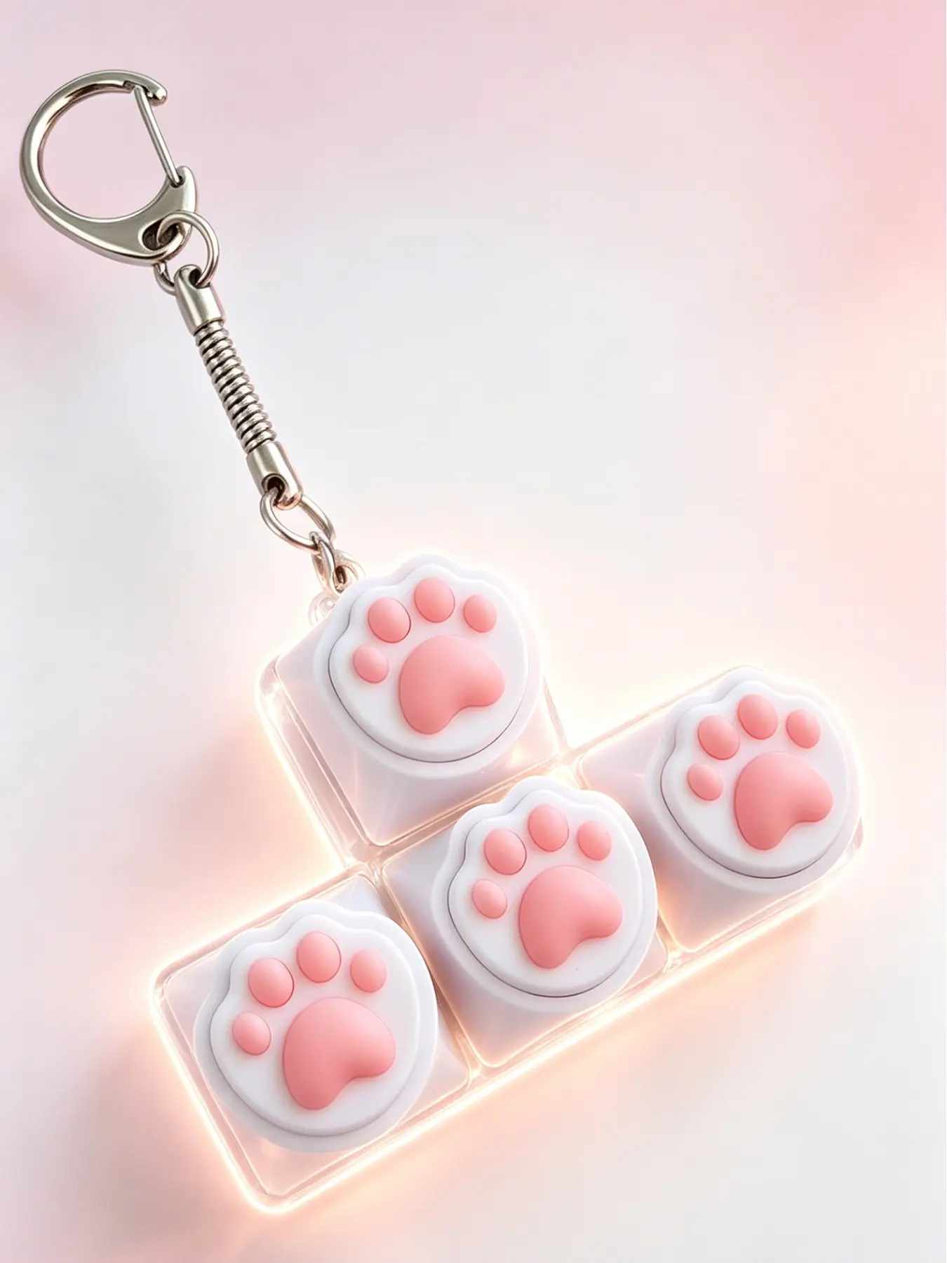 Trendy Tetris Four-Button Cat Paw Silicone Keycap Stress Relief Keychain, Asmr Sound Mechanical Keyboard Tester, Cute Gift for Friends and Couples, Keychain Series, Keycap Stress Reliever, Tactile Keychain