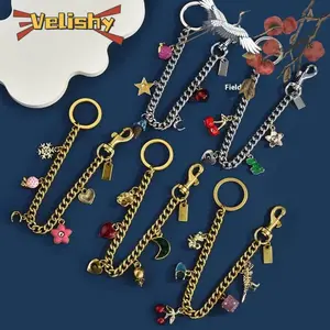 1Pc Shining Cartoon Keychain Bag Chain Colorful Fashion Car Key Chain Metal Key Ring Exquisite Gifts Souvenirs Car Pendant