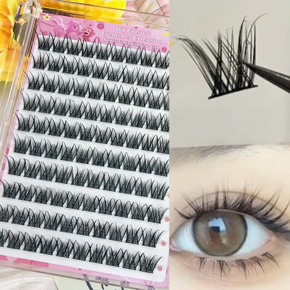 Directly Applied False Eyelashes, 100pcs Natural Look, Switch Between Sweet and Cool, Self-Adhesive, Dense D Curl, 10-12mm Length