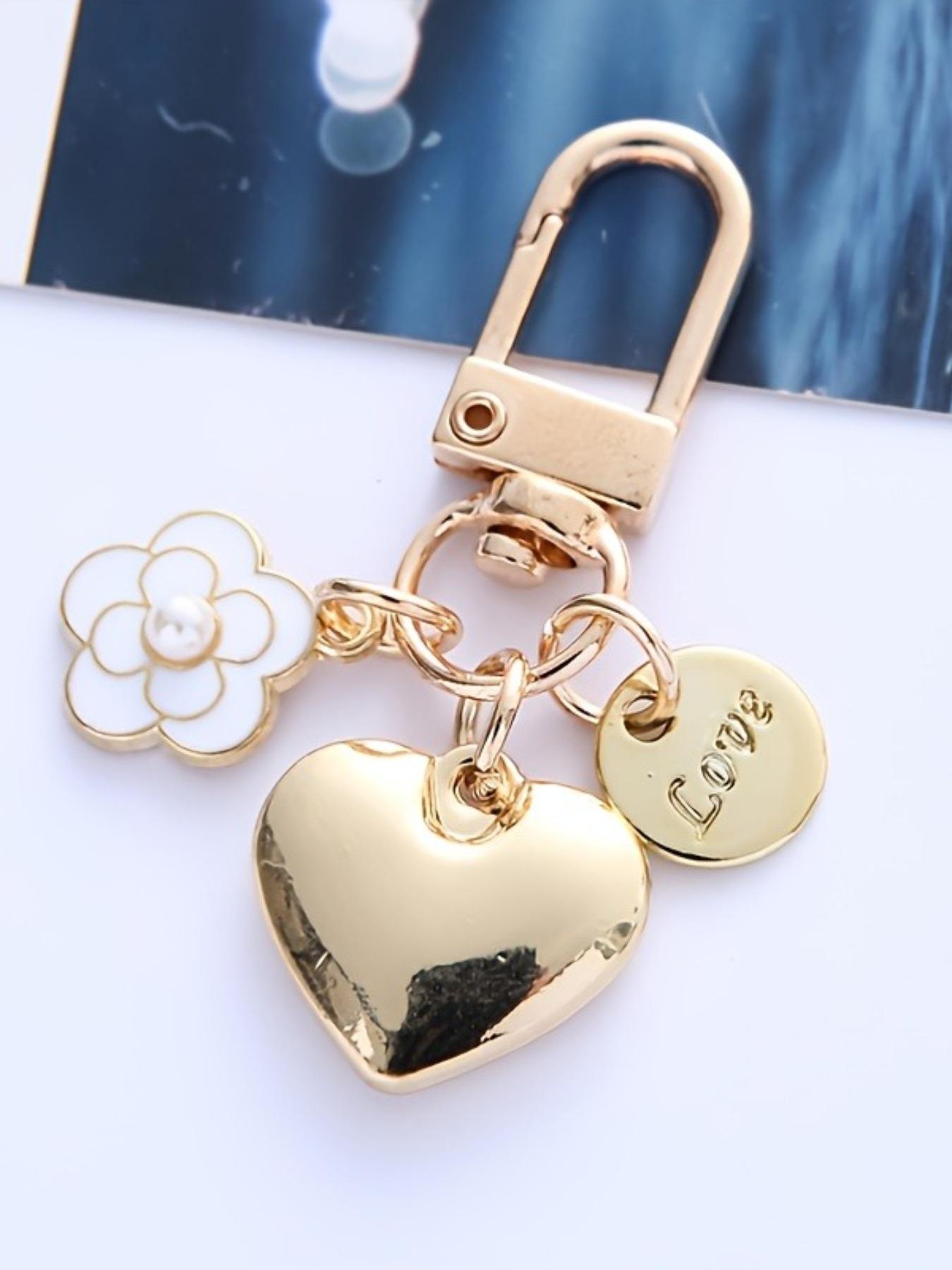 Heart & Flower Design Car Key Chain, Fashionable Key Ring for Women & Men, Keychain for Car, Key, Trendy All-match & Exquisite Keychain Jewelry for Birthday Gift