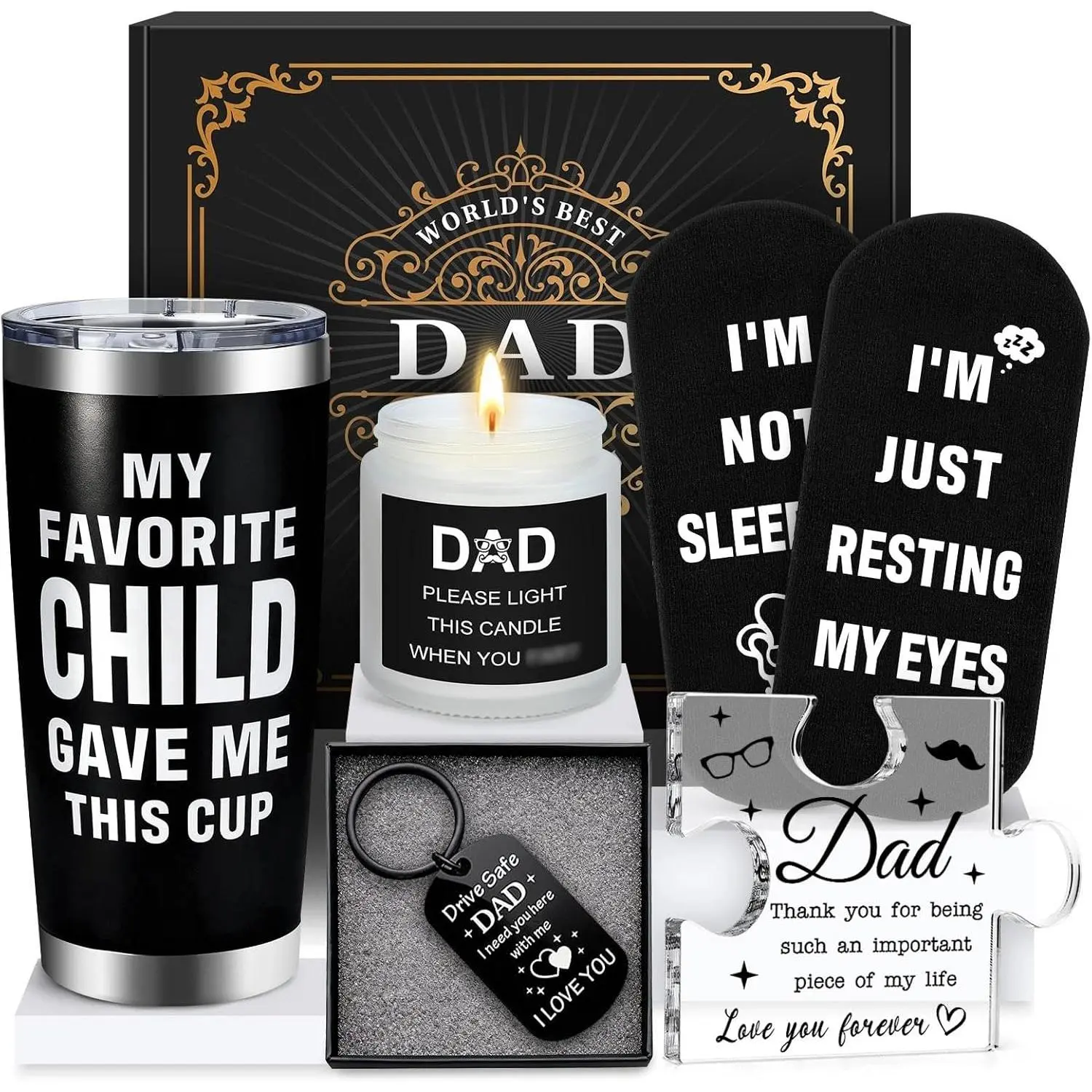 Gifts for Dads Birthday Funny Dad Gifts from Daughter Son Kids Cool Father Happy Birthday Gift Ideas for Dads Presents Basket for Best Dad Ever, Daddy Father Gift Stuff for Christmas, Fathers Day