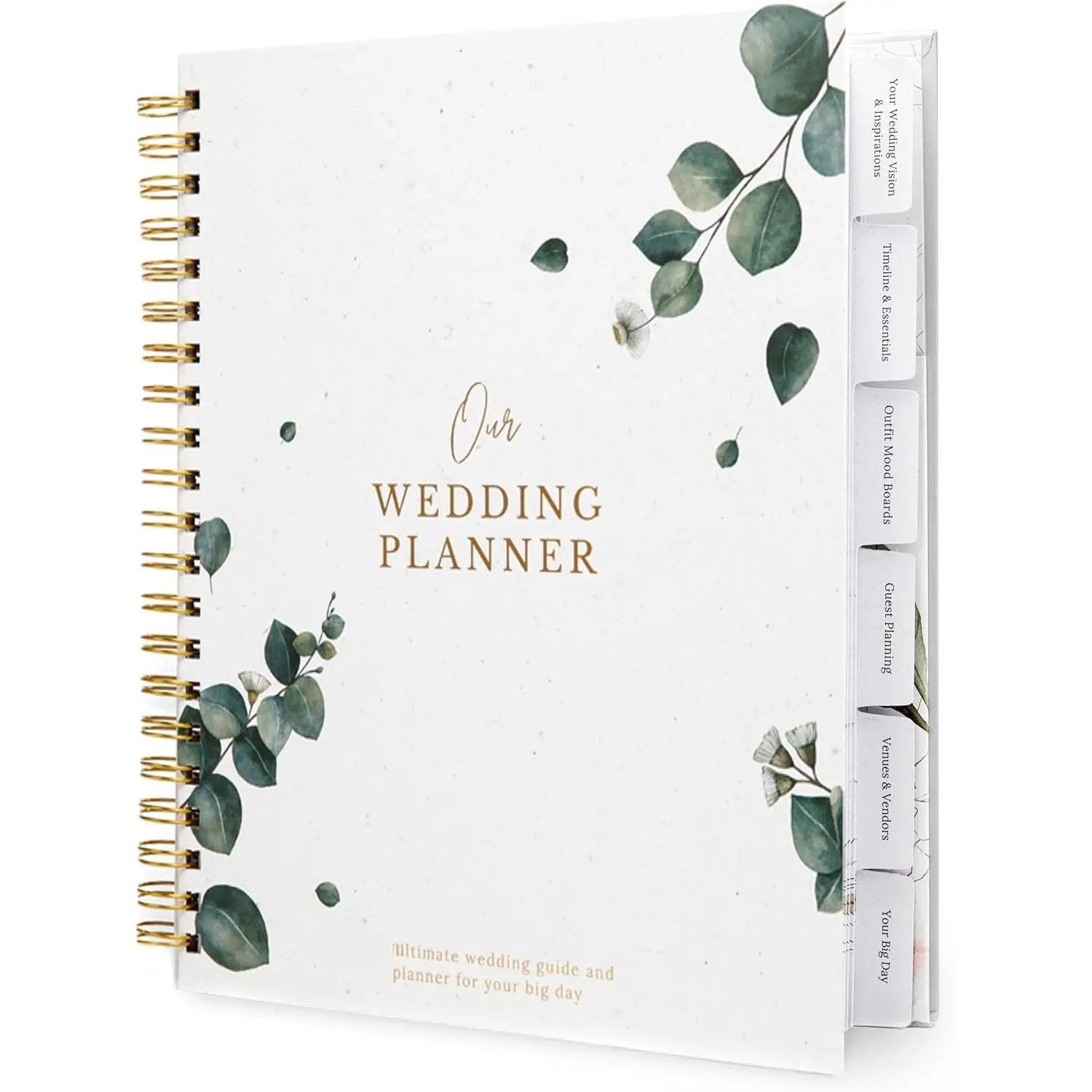 Timeless  Wedding Planner Book and Organizer – Wedding Planning Book, Comprehensive  & Countdown Binder,  Engagement  for Women, 11" x 9" (Eucalyptus)