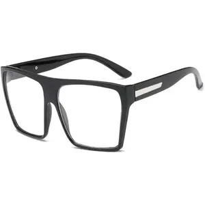 Super  Eyeglasses Flat Top Square Clear Lens Glasses Frames