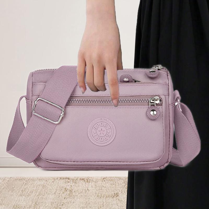 Lightweight Multi-Pocket Crossbody Bag for Women Stylish Nylon Shoulder Long Strap Bag