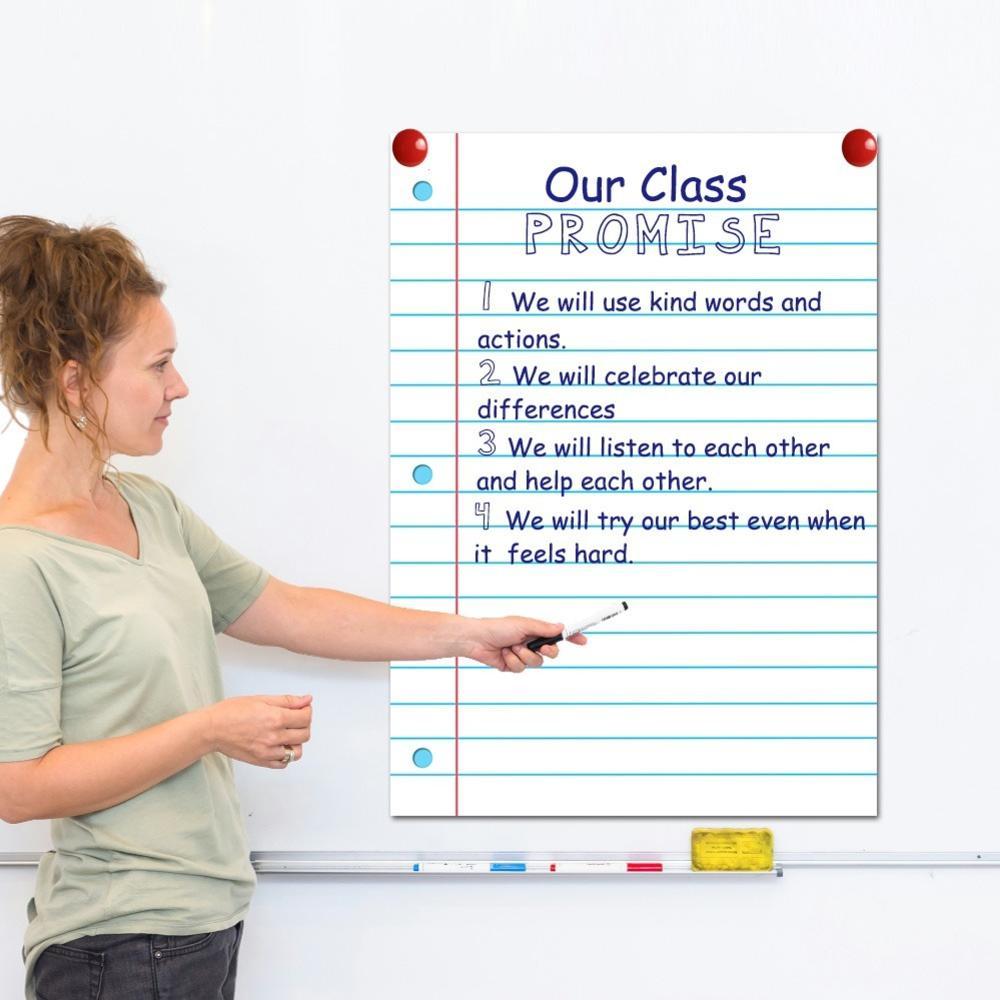 Classroom Large Laminated Dry Erase Poster Set, 2 Counts/set Grid and Lined Erasable Poster Set for Home and Office, Visual Learning Tools, School Teaching Supplies, Valentine's Day Gift