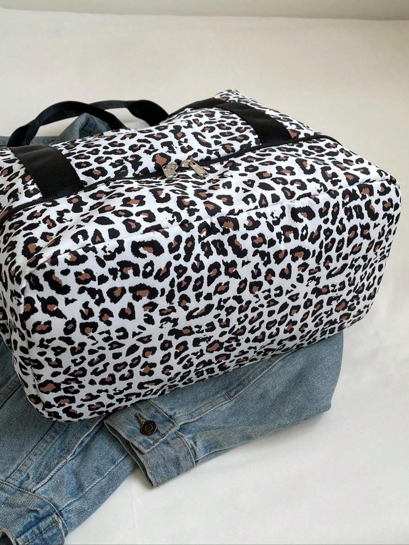 Leopard Print Large Capacity Travel Bag, Lightweight Short-distance Travel Bag, Multi-functional Suitcase Shoulder Bag for Women & Men, Fashionable Patterned Bag, Lightweight Outing Bag, Convenient Carry Bag, Fashionable Duffel Bag, Duffle Bag Travel