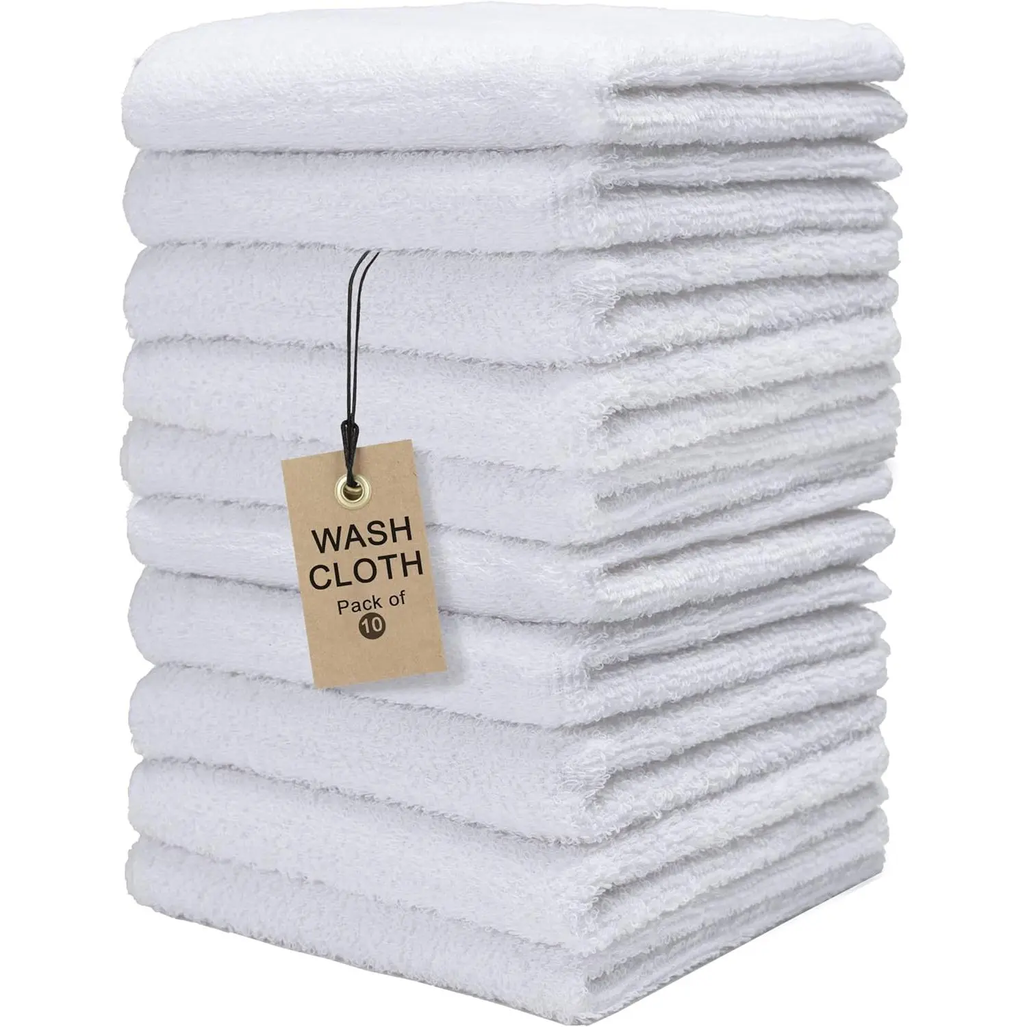 Terry Wash Cloths - Pack of 10, White, 12x12 Inches - Soft, Absorbent & Multipurpose  Washcloths for , Hand, Bath, Kitchen, , Gym & Hotel Use