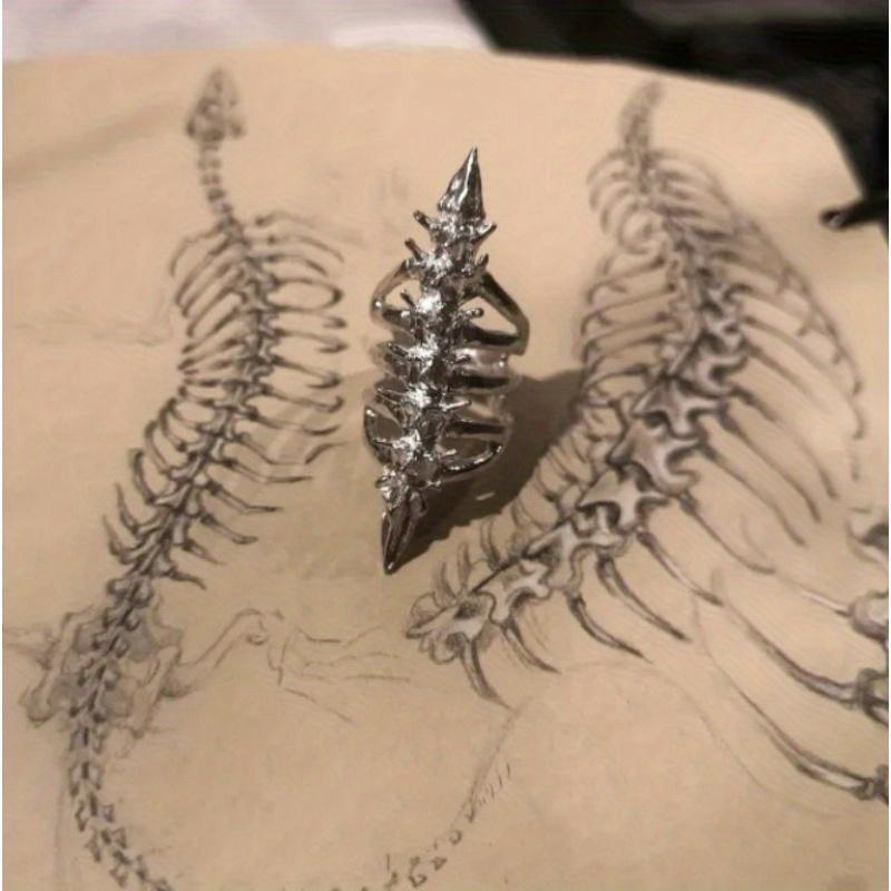 1PC New British Gothic skeleton ring, trendy, retro, unique and fashionable adjustable opening ring, Halloween and Christmas gift