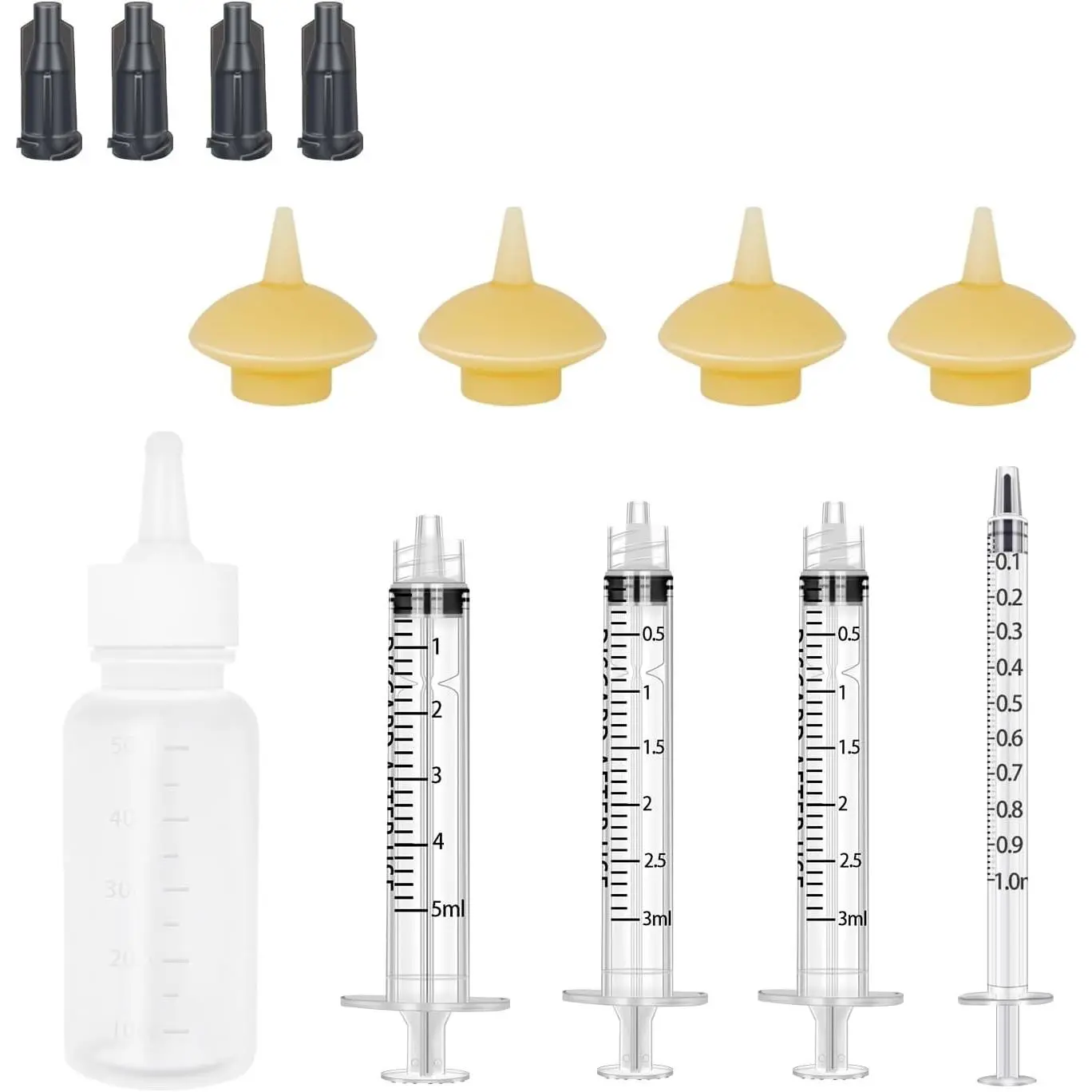 Mini Pet Feeding Bottle and Syringes with Nipples for Small Cat Dog Animals,Kittens, Puppies, Rabbits, Small Animals, Squirrel (Model 5)