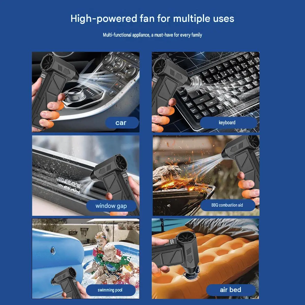 2026 Powerful Turbo Fan Portable Mini Powerful Metal Handheld USB Rechargeable High-Speed Brushless Powerful Fan