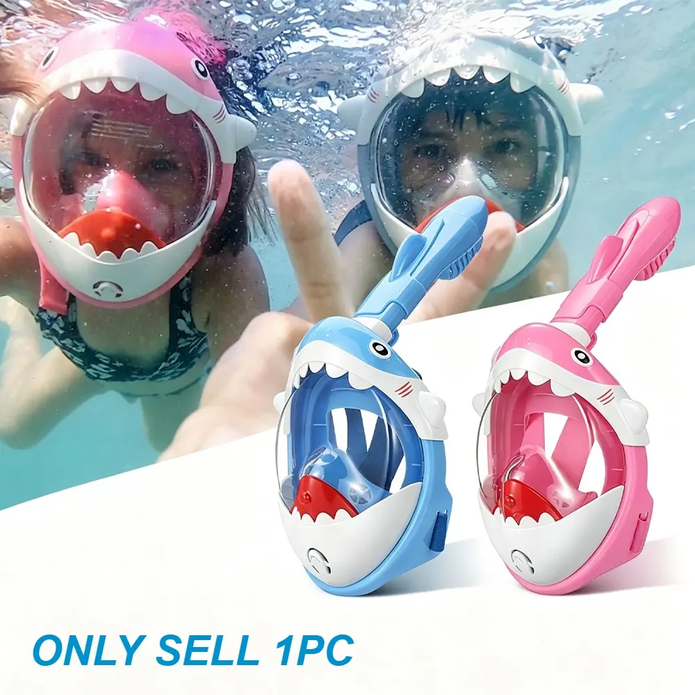Kids Full Face Snorkel Mask – Dry Top Anti-Fog Waterproof Diving Mask – Children’s Snorkeling Gear for Swimming – Wide View No Choking