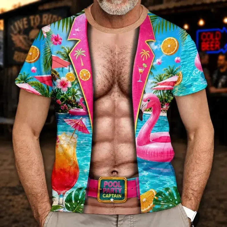 Personalized Hawaiian Body 3D Print T-Shirt, Custom Name Beach Shirt, Bachelor Party Gag Gift For Dad Grandpa # TikTokMadeMeBuyIt # CoupleMatchingTees # 3DPrintShirt # BeachGagGift # FunnyNoveltyTops