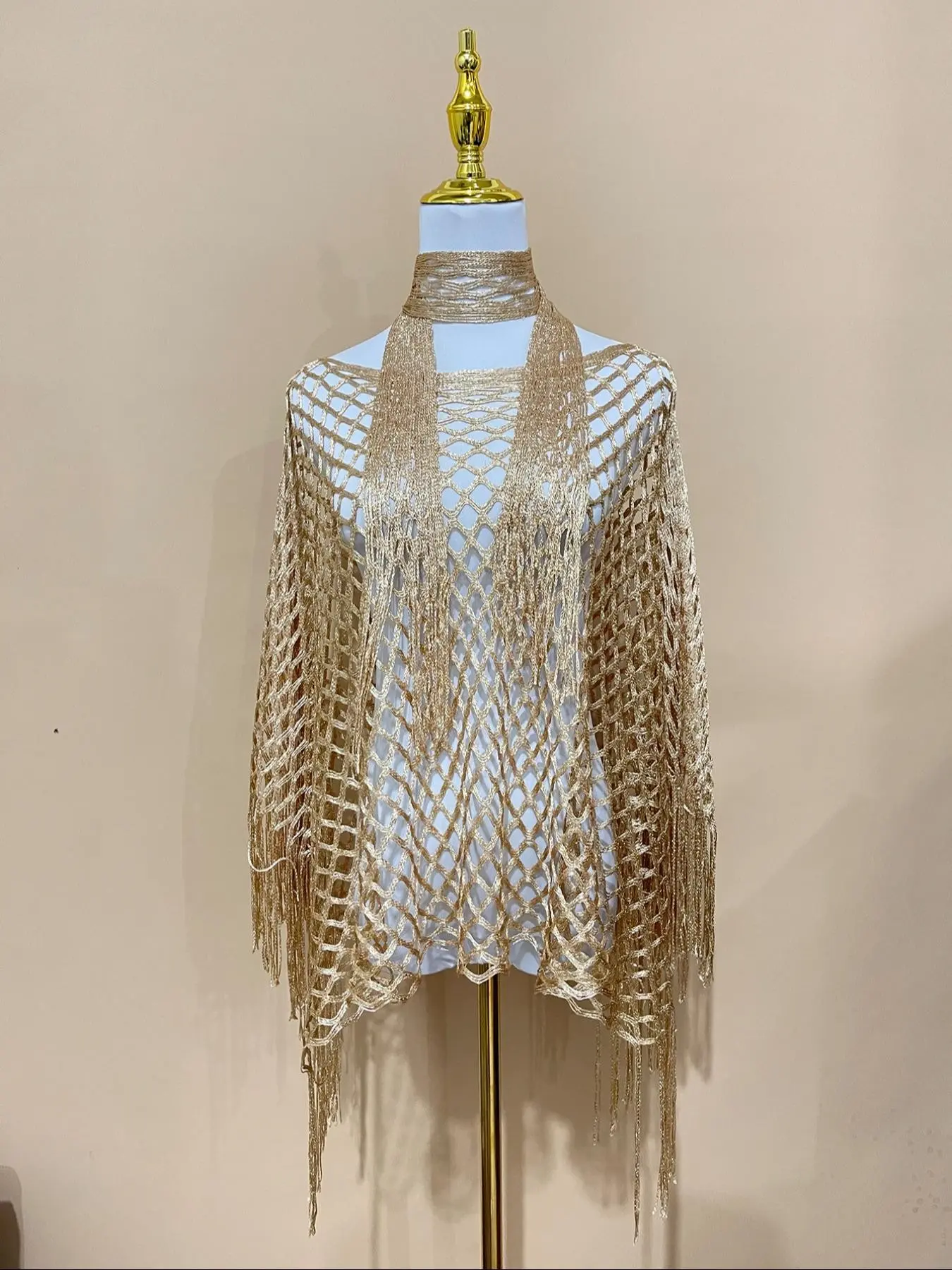 Women's Solid Color Shawl & Chain Decor Poncho Set, Casual Fashionable Scarf & Cape Set for Daily Wear, Fashion Accessories for Women