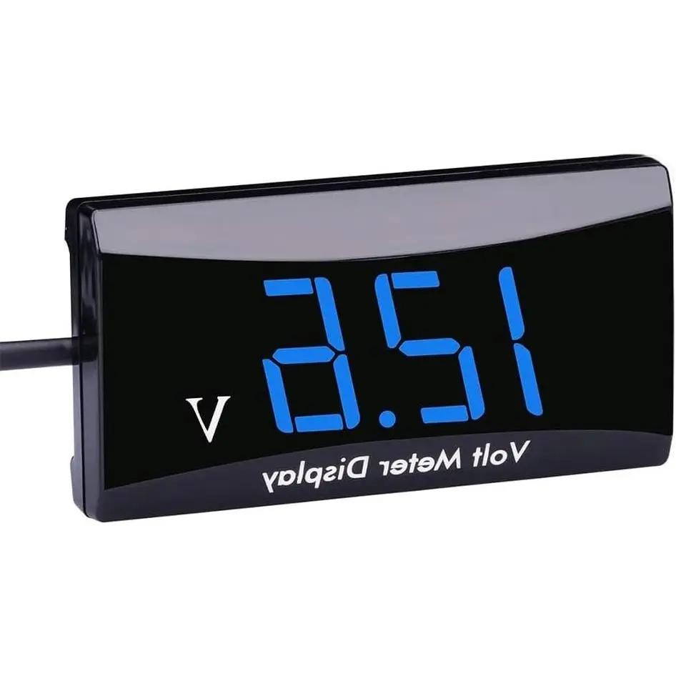 DC 12V Car Digital Voltmeter Gauge - LED Display Voltage Meter for Car Motorcycle (Blue)