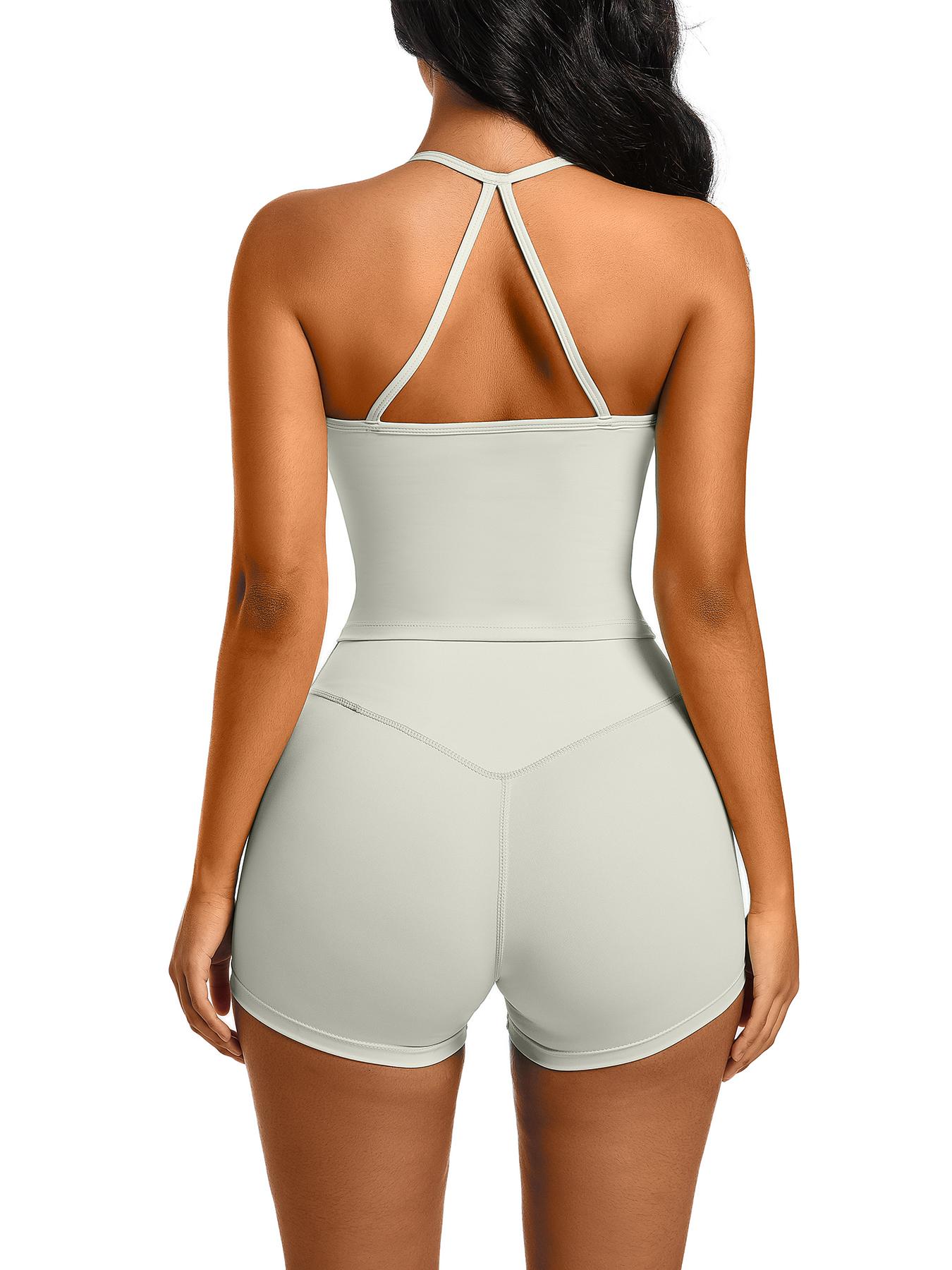 Women's Solid Cami Top & High Waist Shorts Sports Set, Breathable Comfortable Two-piece Outfits for Yoga Gym Workout Running, Ladies Summer Sportswear, Fitness Sportswear Set, Gym Clothes Workout