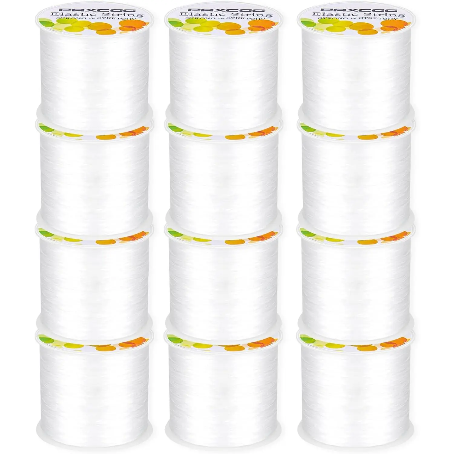 12 Rolls Elastic String for Bracelets, Stretch Magic Elastic String Bead Cord  Thread for Bracelet, Necklaces, Clay Beads, Pony Beads (White)