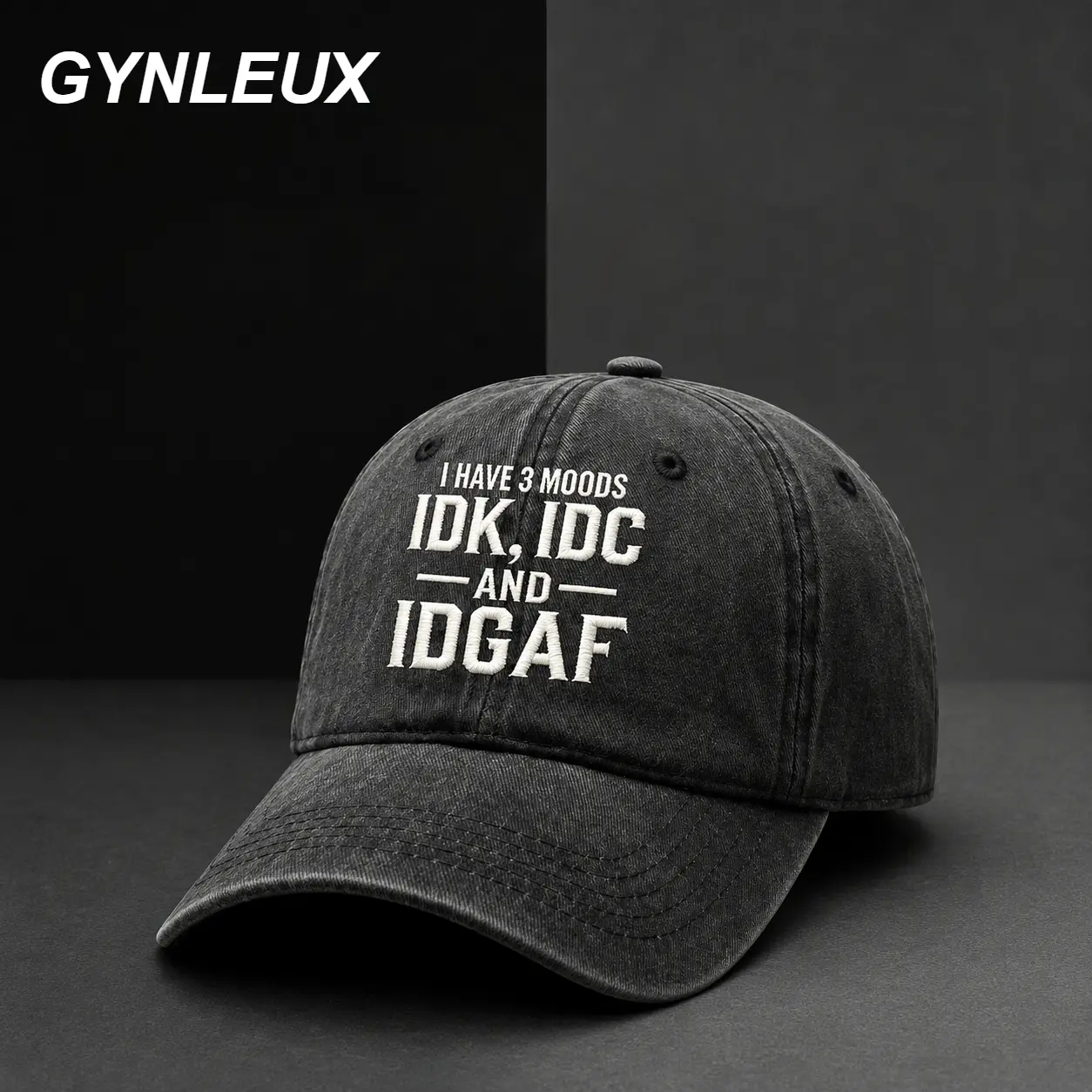 Vintage Washed cotton I HAVE 3 MOODS IDK IDC AND IDGAF Embroidery Baseball caps Soft caps Unisex Funny Quote Casual hats Breathable Comfort Outdoor Daily Fashion hats for Men Women Street Style Accessory