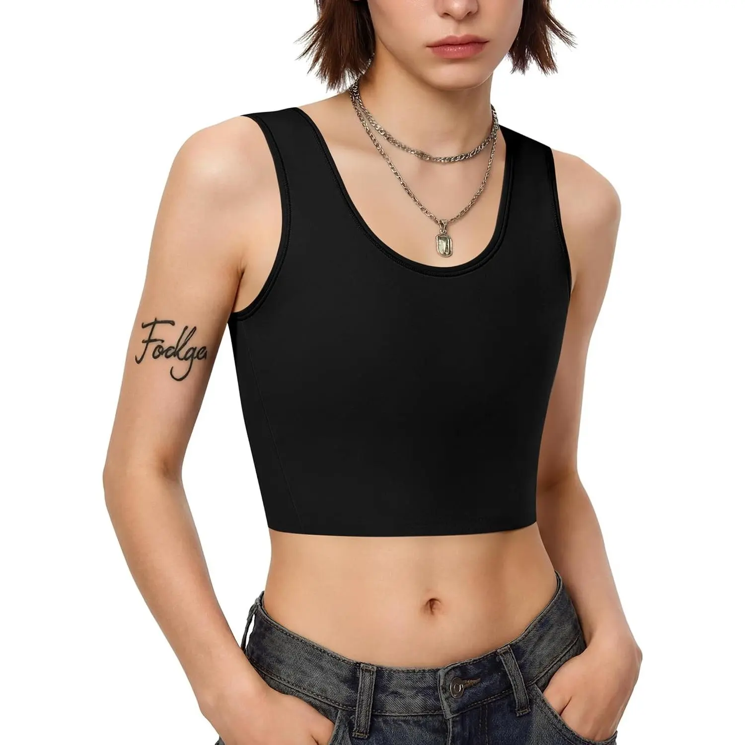 Chest Binder Transgender Ftm Binder Bra Compression Vest Tank Tops | Compression tank top has a double-layer panel for even compression. Metal-free pullover suits daily wear, theater, or cosplay
