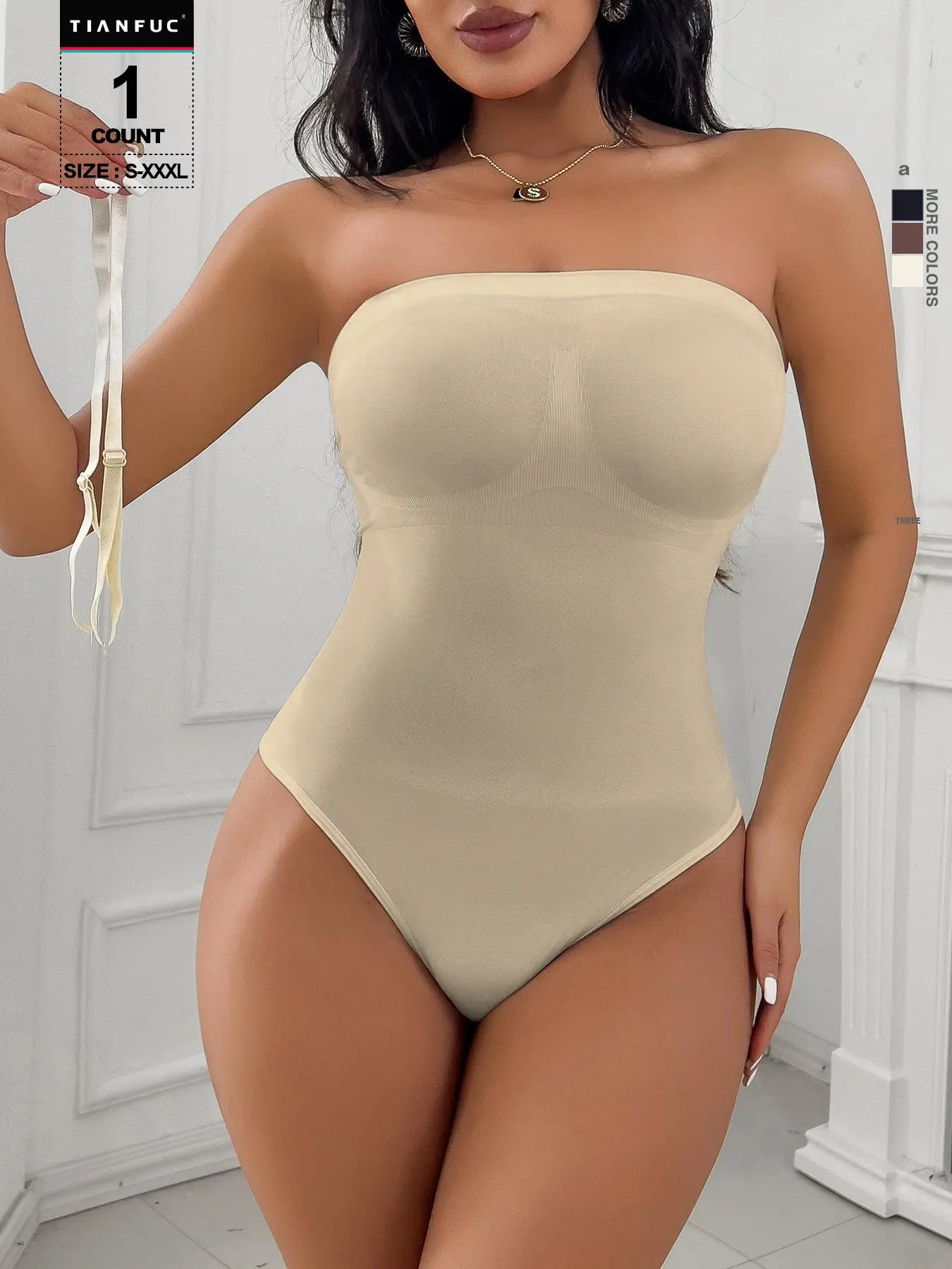 2026 Model Shoulder Strap Shaping Bodysuit Tummy-Control Shaping Bodysuit Seamless Shaping Thong Features: Removable Design Women's Fabric Comfort
