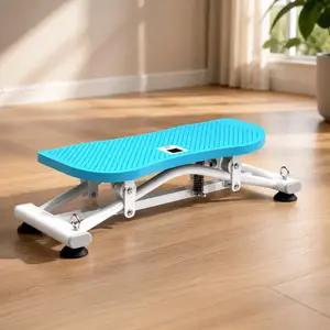 Sliding Ski Simulator - Indoor Skiing Equipment for Home Gym, Space-Saving Compact Design, Non-Slip Base, Detachable Resistance Bands for Full-Body Cardio, Core, Leg & Arm Strength Training, 26.4 x 9.4 x 5.9 Inches, Blue (ABS+Rubber+St