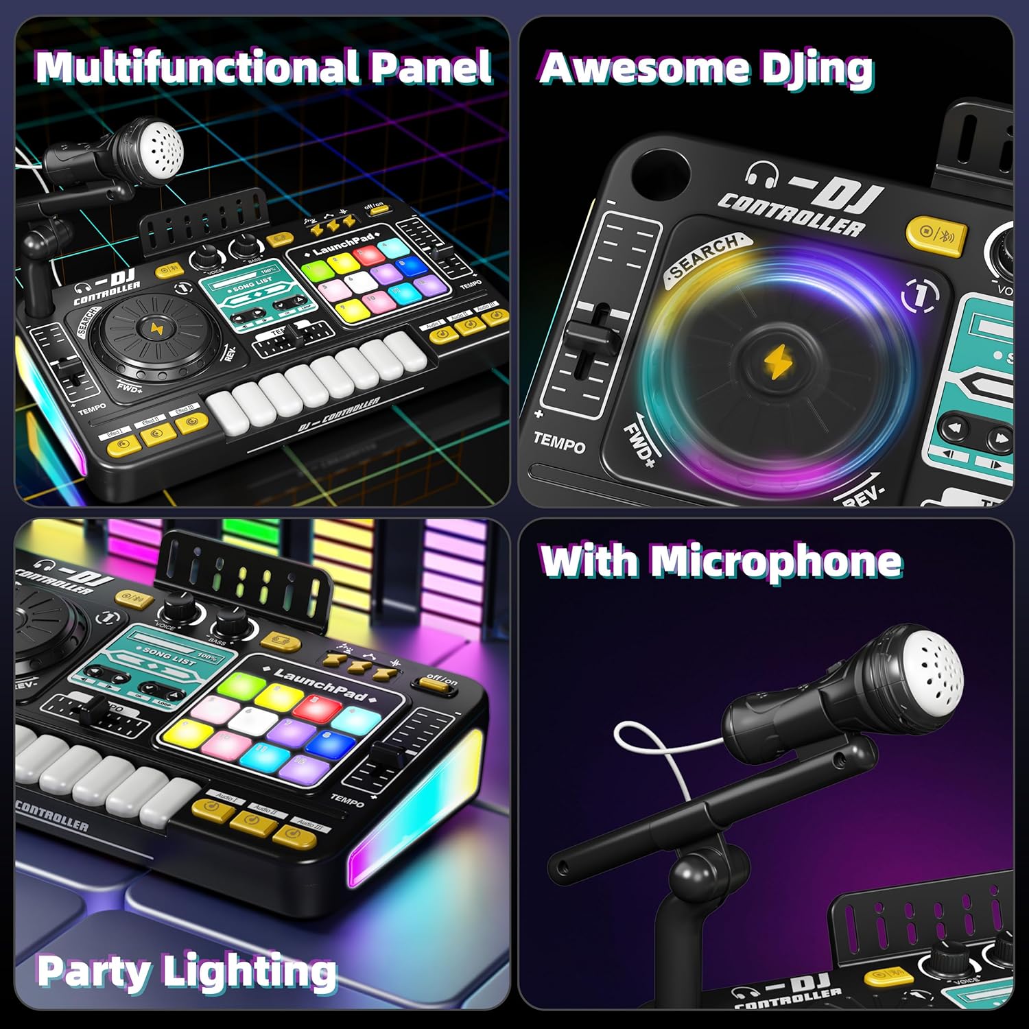 Multifunctional Digital DJ Controller Toy, 1 Box Music Simulation Toy with Microphone & Piano Key, Educational Music Toy for Kids, Home Entertainment Toy for Kids