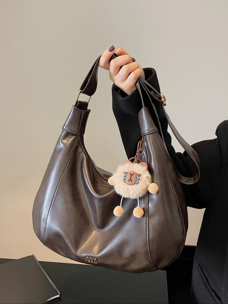 Women's Elegant Solid Color Tote Bag, Fashionable Large Capacity Shoulder Bag for Daily Used, Casual Trendy Versatile High-quality Daily Commuting Bag