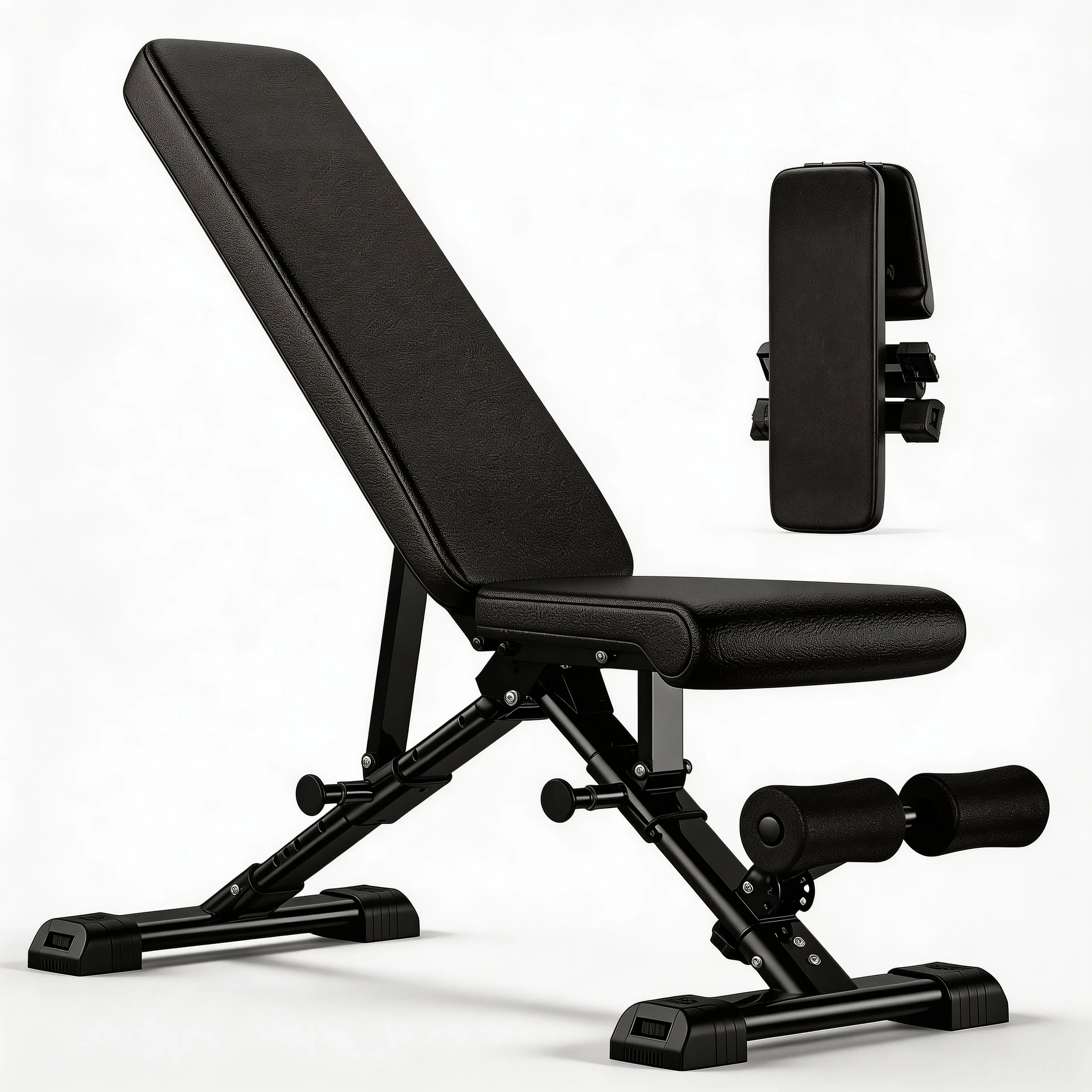 ARCH Adjustable Weight Bench with Resistance Bands Foldable Incline Decline Workout Bench for Full Body Strength Training Home Gym Black Steel Frame PU Leather 22.77 lb, Black Color Options, Steel Material, Product Dimensions: 13.00 W x 46.00 D x