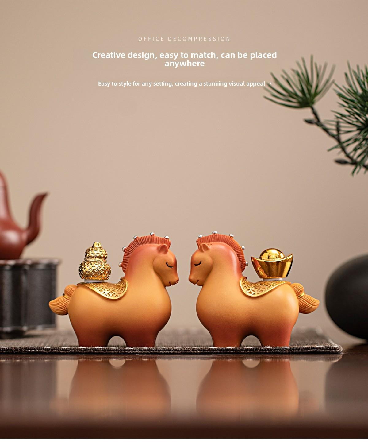 Oriental Art Small Horse Decorative Ornament Desktop Decoration Handicraft Party Favor Gift Birthday Present Welcome Gift