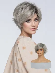 Lehanhair 8 Inch Elegant Short Straight Buzz Cut Wig for Women, 8-Inch Short Buzz Cut with Bangs, Fully Machine-Knitted Synthetic Wig - Perfect Choice for Christmas, New Year, and Daily Wear