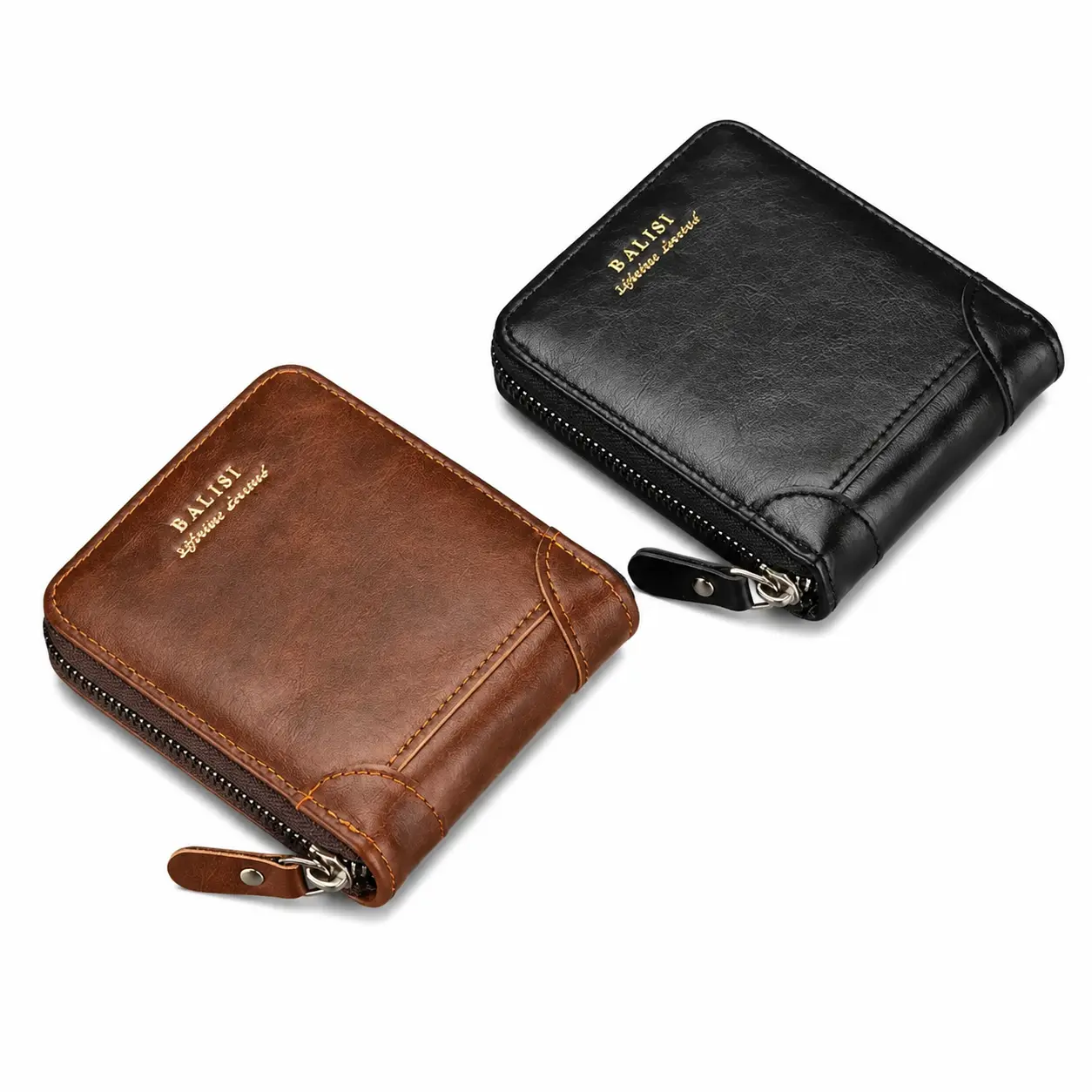 2025 Plain Men's PU Leather Short Wallet - Slim Foldable, Secure Zipper Closure, 6 Card Slots, Dedicated Coin Pocket, Bill Compartment, Lightweight Everyday Carry for Modern Professionals, Men's Wallet