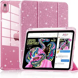 iPad Case for A16 11th Gen 11-Inch, 10th Gen 10.9-Inch 2022, Pencil Holder, Glittering Sparkly Cover, Shiny Clear Hard Shell