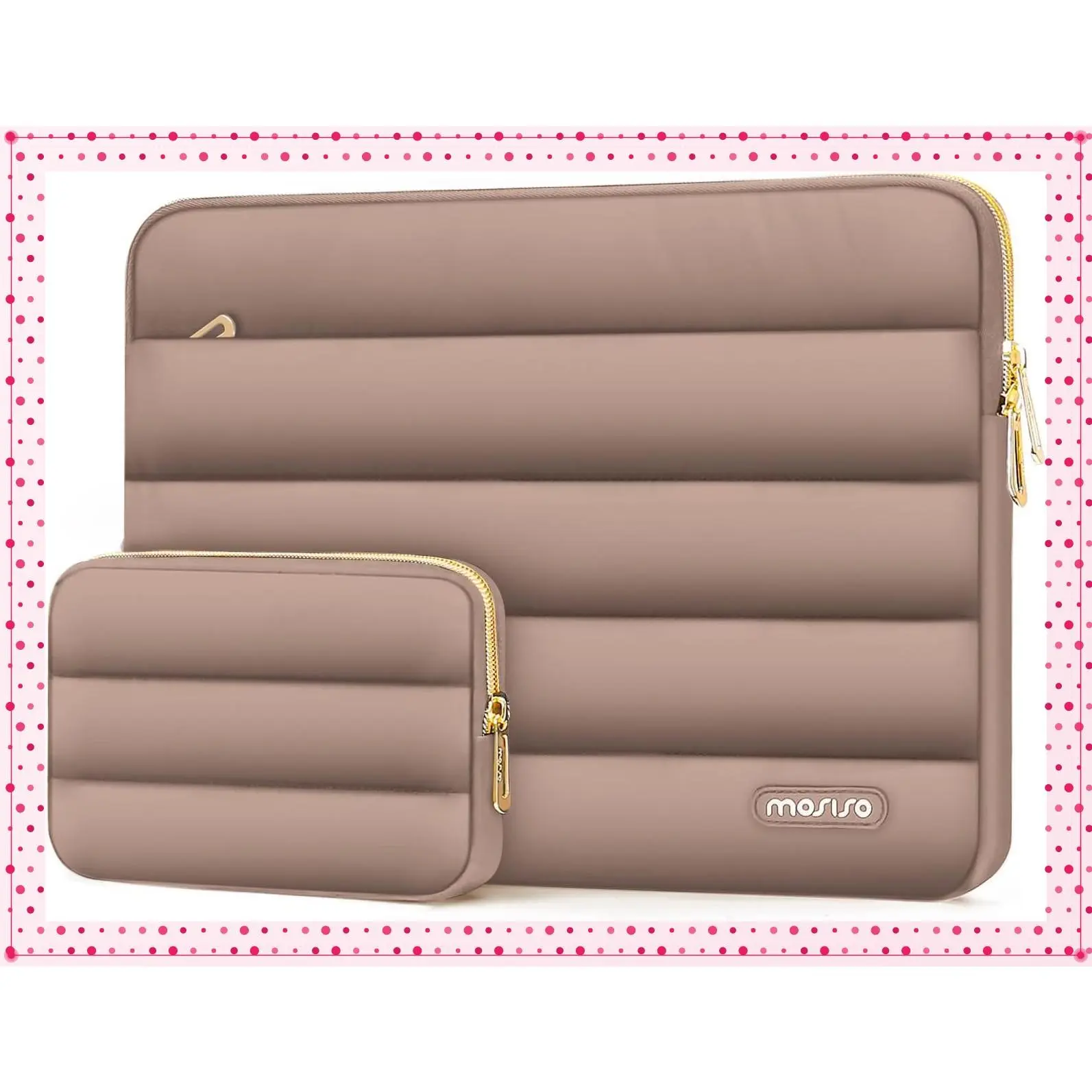 MOSISO Laptop Case 16 inch, 15-15.6 inch Puffy Laptop Sleeve Carrying Case | Compatible with MacBook Pro 16, HP Dell ASUS Acer Toshiba Lenovo, Polyester Horizontal Bag with Small Case, BrownGift