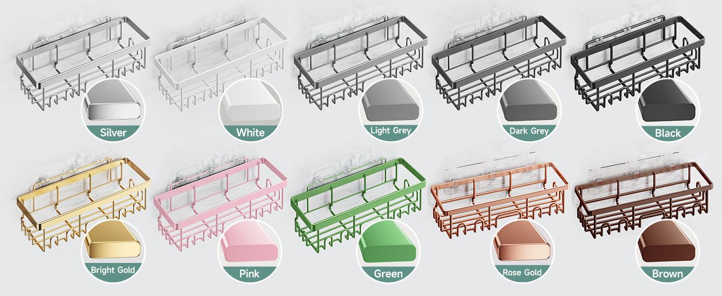 Shower Caddy 6-Pack, Advanced Rustproof Design, No Drilling Adhesive Shelves, Rack with Soap Holder, Large Capacity Bathroom Organizers and Storage, Wall-Mounted Kitchen & Home Decor