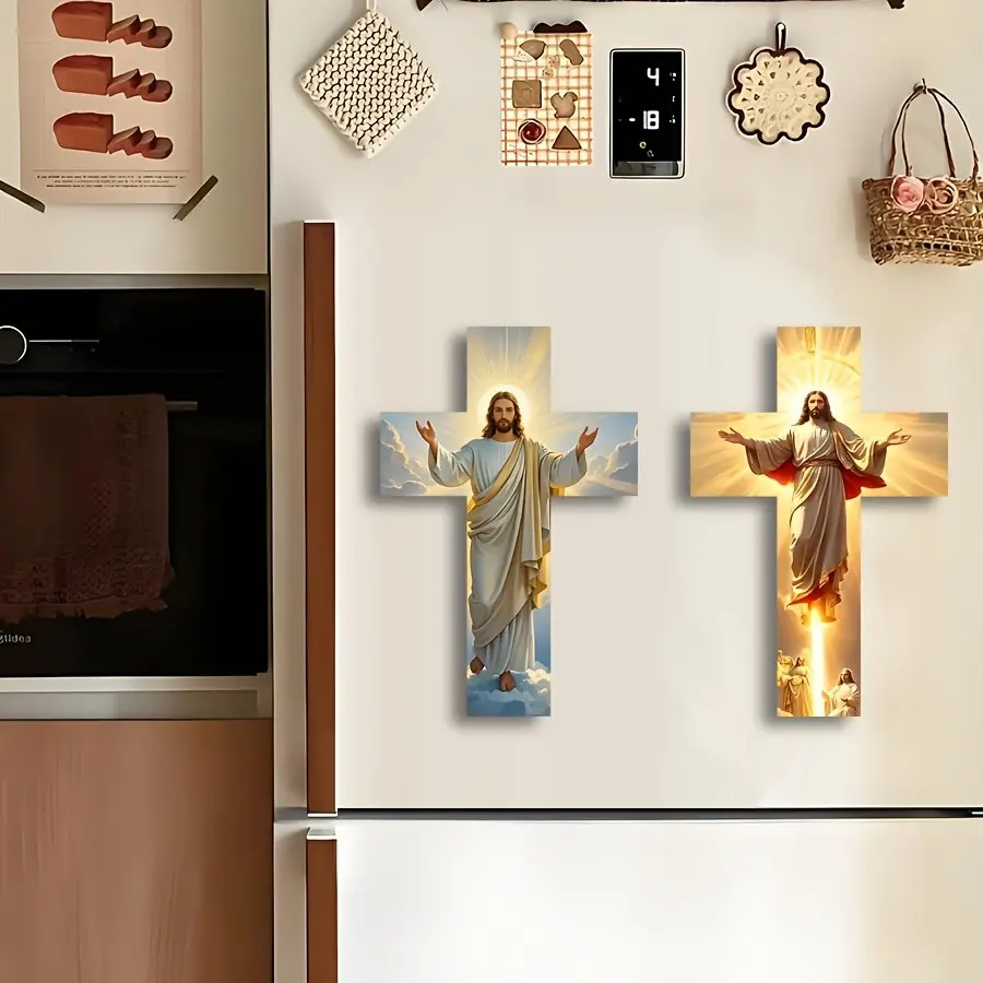 2-Pack Acrylic Fridge Magnets, Prayer Hand and Holy Spirit Design, Christian Decor for Kitchen, Home, Office, Church, Easter, Ramadan, Religious Decoration
