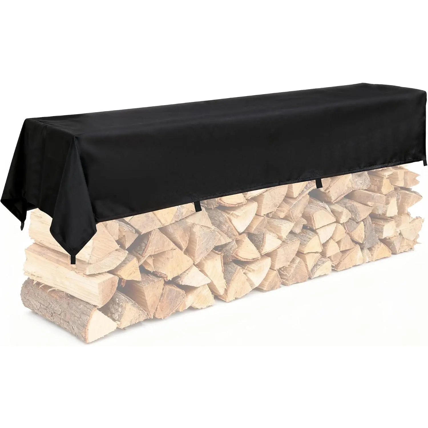20 Mil Heavy Duty Firewood Tarp, 3x8ft Oxford Fabric, Black |  Rack Cover with Reinforced Webbing Loops, Flexible & Foldable, For Outdoor Firewood Storage, Rack NOT Included
