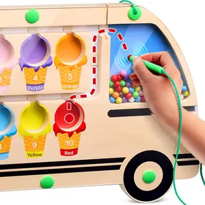 Ice Cream Truck Magnetic Color & Number Maze Adventure Toy - For Toddlers and Kids - Montessori Puzzle Board for 1-10 Counting and 10 Color Matching/Sorting - Improve Child's Motor Skillsfidget toys