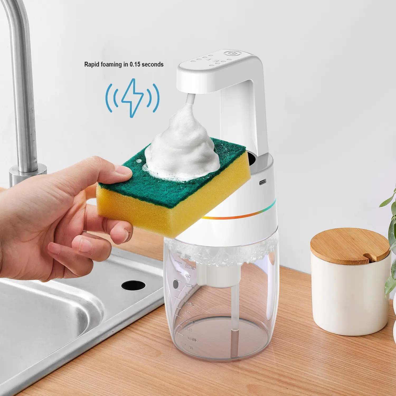 Infrared Sensor Non-Contact Soap Dispenser, USB Charging, Electric Foam Generation, Ideal for Kitchen, Bathroom, Office, Commercial Use