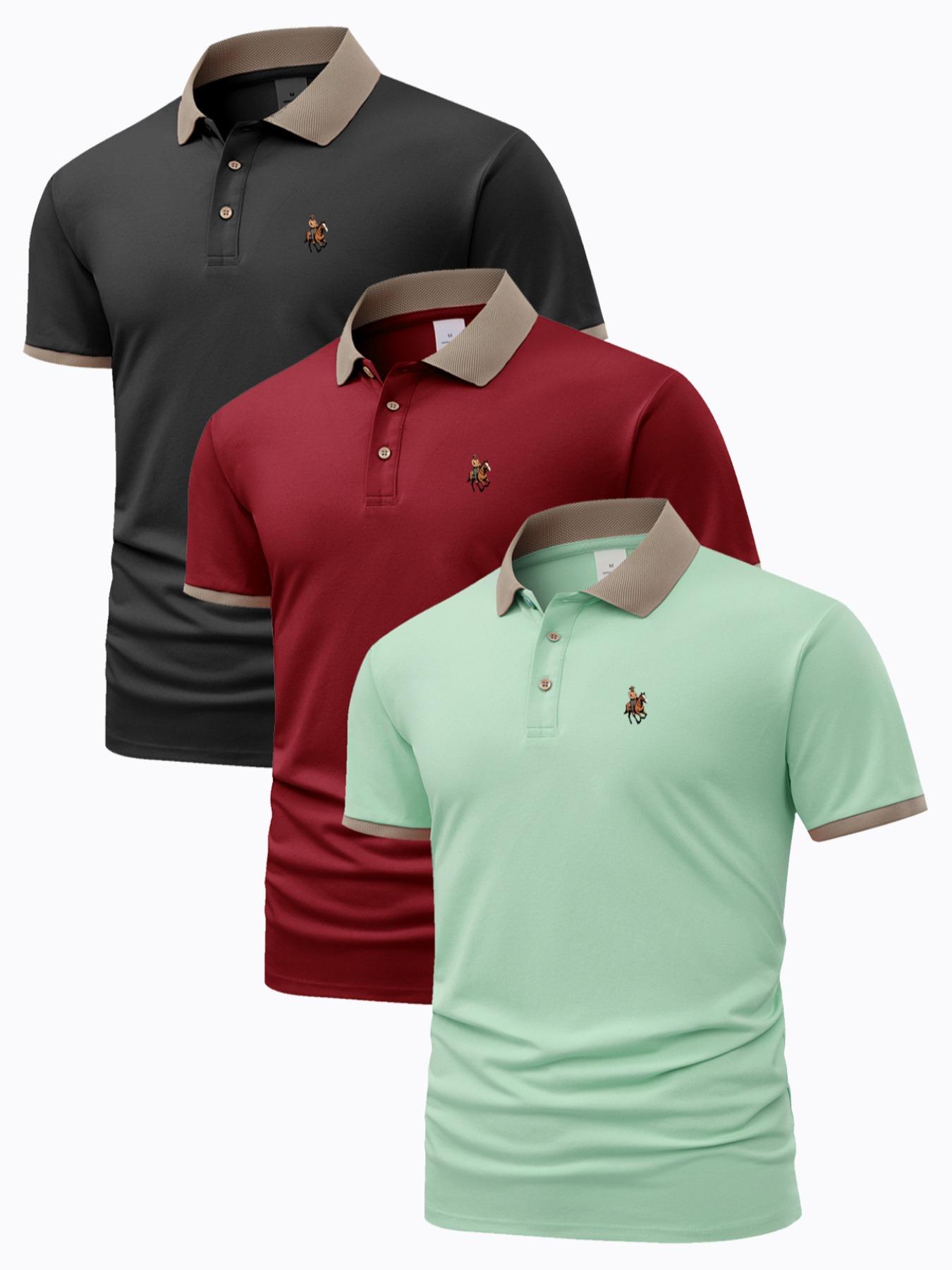 Men's Horse Graphic Polo Shirt, Regular Fit Casual Short Sleeve Top for Summer, Men's Clothes for Daily Wear, Tropical