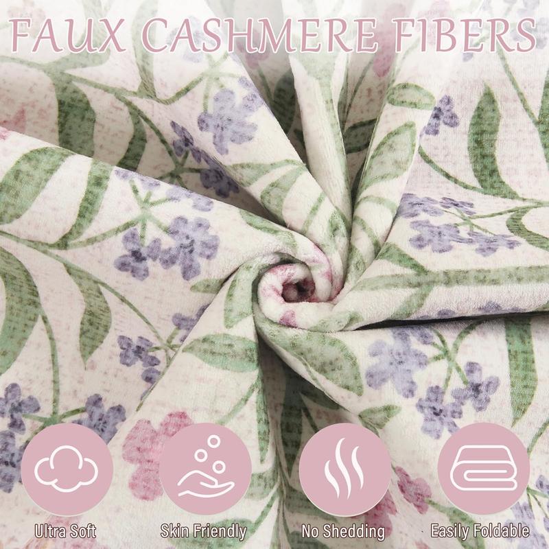 Amearea 8x10 Area Faux Cashmere Rugs for Living Room, Washable Area Rugs 8 x 10 Pink Floral Rug, Vintage Low Pile Cute Room Print Carpet, Non Slip Office Nursery Bedroom Dining Room Farmhouse Decor