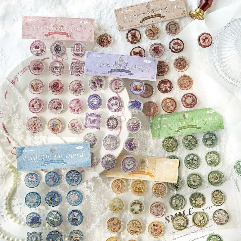 Vintage Wax Seal Sticker Set,Resin Epoxy Deco Stickers for Scrapbooking, Journaling, DIY Crafts, Envelopes & Planner Decor