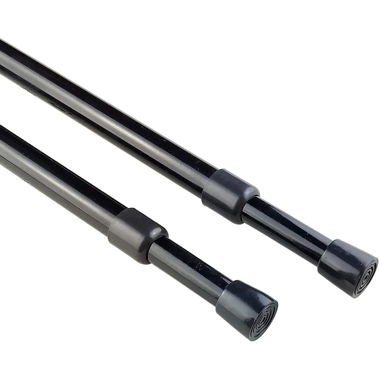 2 Pack 5/8" Spring Tension Curtain Rod, RV Tension Bars, Cupboard Rod Black 10 to 16 Inch