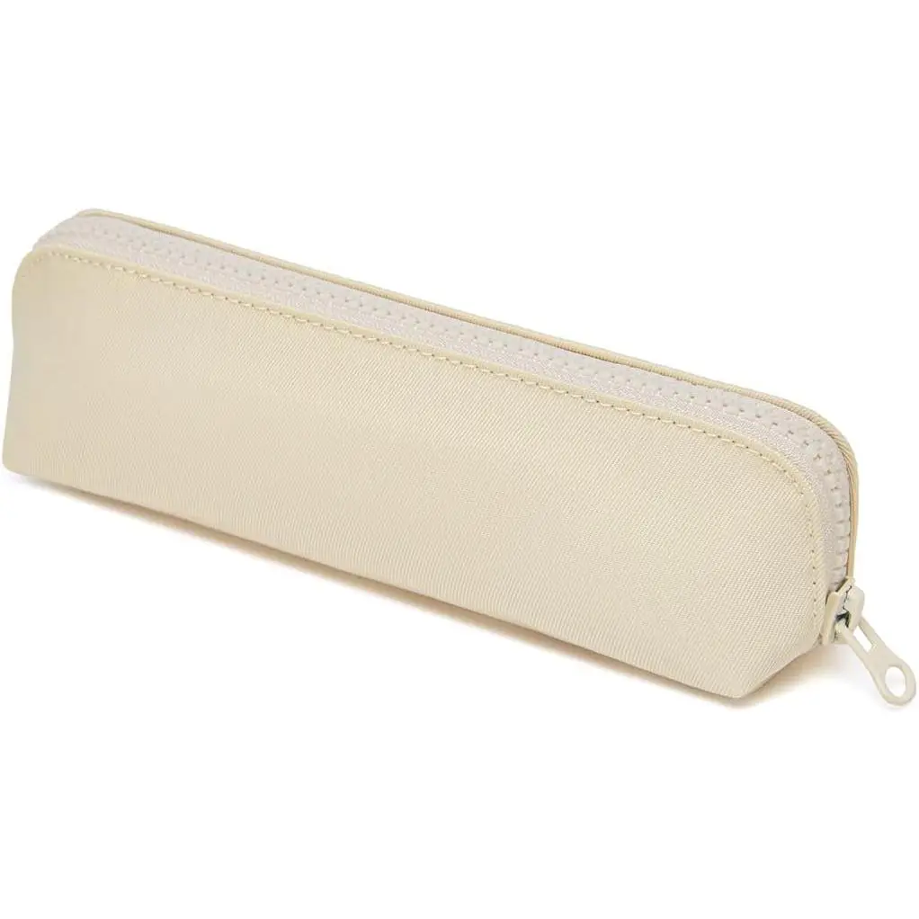 Pencil Case Small Pencil Pouch Slim (Cream, Oxford)